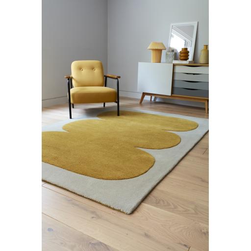 Canvas Sculpt 04 Retro Modern Abstract Wool Hand Tufted Yellow Rug