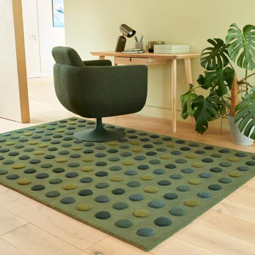 Dotty 3D Spotty Modern Soft Wool Hand Tufted Rug in Green