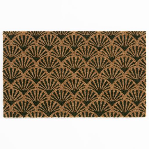 Astley Printed Latex Backed Coir 45x75cm Printed Forest Green Scallop Deco Doormat