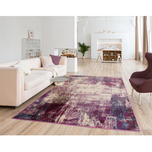 Colores Cloud Magenta CO08 Modern Abstract Rug in Purple Natural