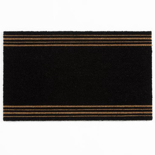 Astley Printed Latex Backed Coir 45x75cm Printed Black 4 Stripes Doormat