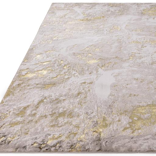 Aurora AU06 Lustre Gold Yellow Modern Shiny Abstract Marbled Pattern Rug