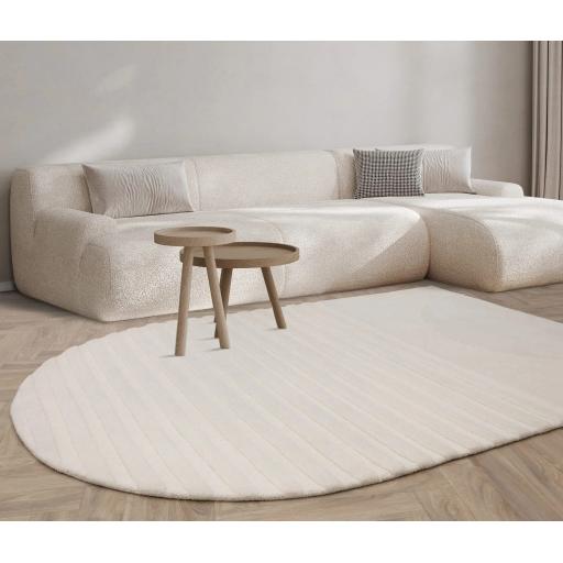 Olsen Dome Bohomian Geometric Hand Carved Sustainably New Zeland Wool Cream White Rug in Large Size 160x230 cm