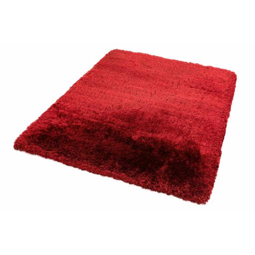 Plush Plain Shaggy High Pile Thick Silky Fluffy Soft Hand Woven Red Rug