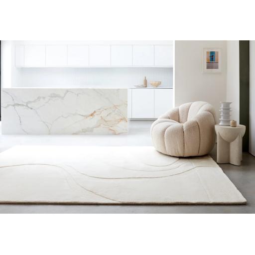 Olsen Glide Bohomian Hand Carved Sustainably New Zeland Wool Cream White Rug
