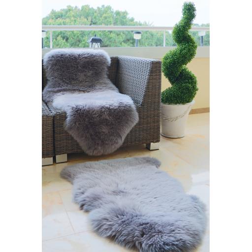 Genuine Sheepskin Animal Fur Soft Wool Shaggy Grey Rug