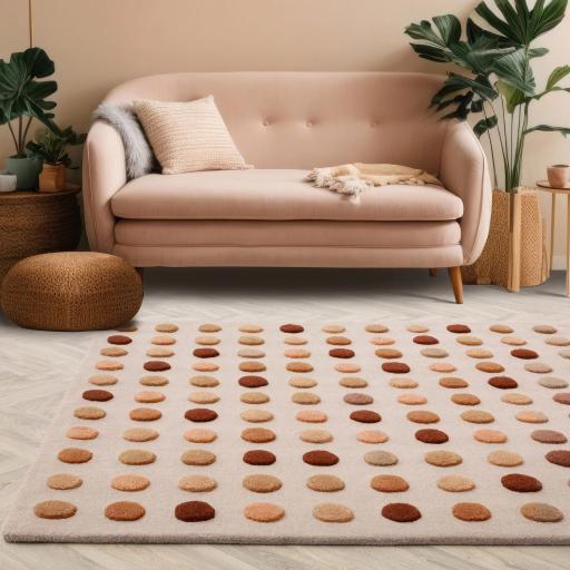 Dotty 3D Spotty Modern Soft Wool Hand Tufted Rug in Earthy Natural