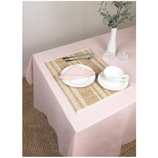 Avon 100% Cotton Blush Pink Tablecloth in 240x140cm