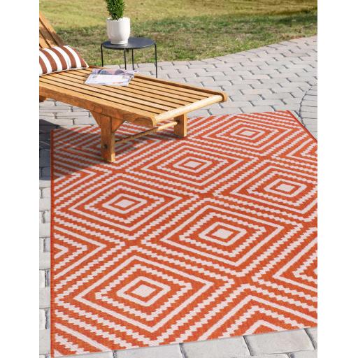 Big Diamond  Outdoor Rug for Garden Patio Picnic Travel Indoor Kitchen Summer Breeze Terracotta Orange Rug