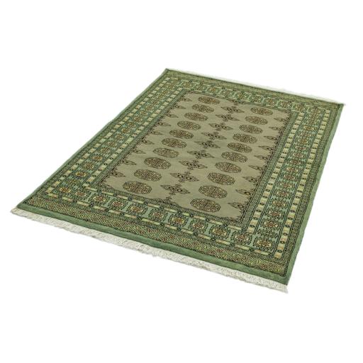 Bokhara Hand Made Rug Traditional Classic Wool Bordered Soft Green Rug