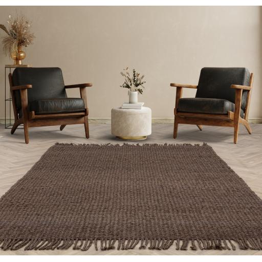 Grove Plain Flatweave Hand Woven Jute Rug in Brown