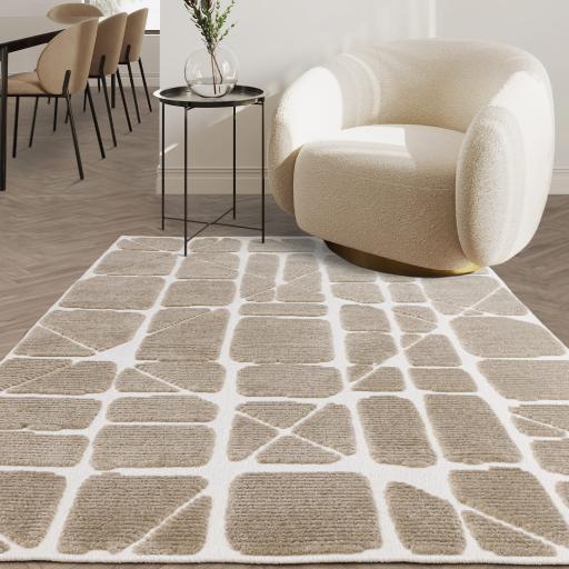 Washable Rug Freja Method Short Pile Modern Abstract Geometric Sand Natural Rug