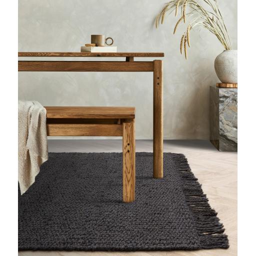 Grove Plain Flatweave Hand Woven Jute Rug in Charcoal Grey