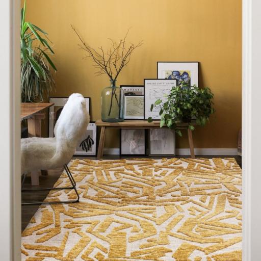 Mason Scatter Rug Modern Abstract Soft Silky Yellow Gold Rug