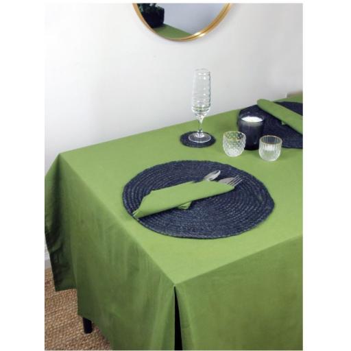 Avon 100% Cotton Olive Green Tablecloth in 240x140cm