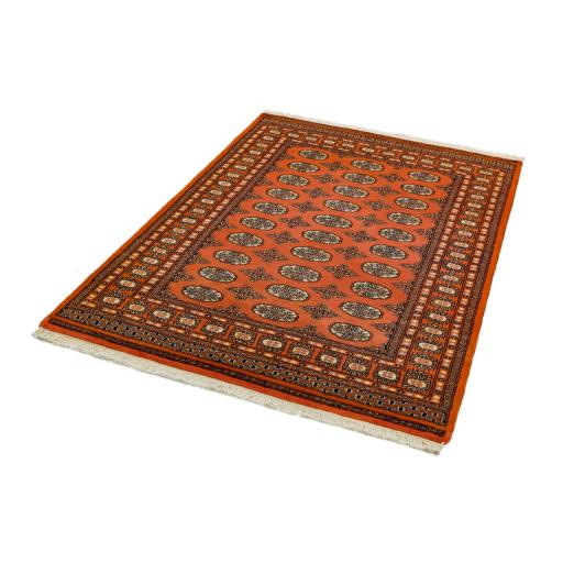 Bokhara Hand Made Rug Traditional Classic Wool Bordered Soft Rust Orange Rug