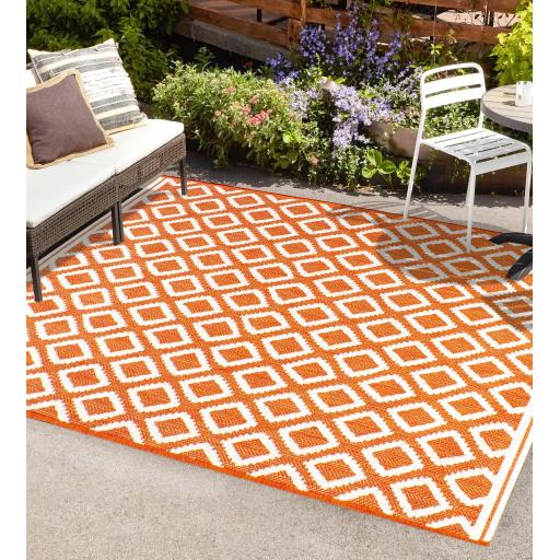 Diamond Outdoor Rug for Garden Patio Picnic Travel Indoor Kitchen Summer Breeze Terracotta Rug