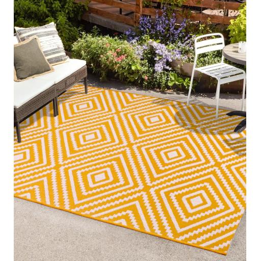 Big Diamond  Outdoor Rug for Garden Patio Picnic Travel Indoor Kitchen Summer Breeze Gold Yellow Rug