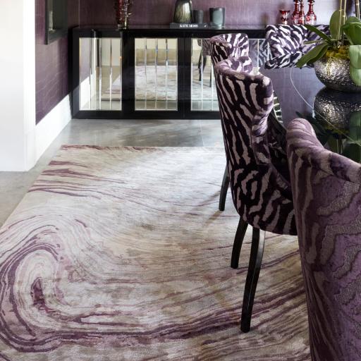 Katherine Carnaby Tuscany Silk Amethyst Marble Rug Premium Hand Woven Luxury Abstract Shiny Purple Rug