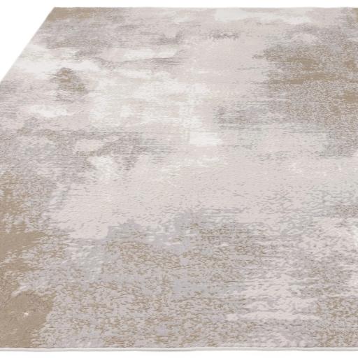 Stellar ST01 Modern Rug Abstract Marbled Soft Silky Shiny Beige Natural Rug