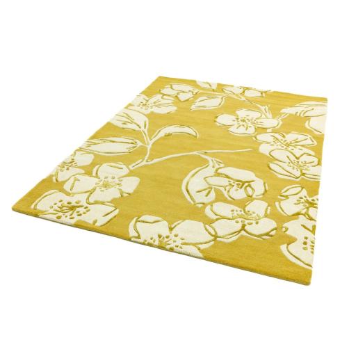 Matrix MAX15 Devore Rug Floral Contemporary Silky Hand Tufted Wool Viscose Yellow Rug
