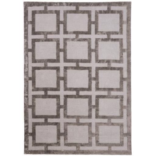 Eaton Katherine Carnaby Rug Modern Geometric Hand Woven Silky Viscose Metallic Sheen Super Soft Mocha Rug