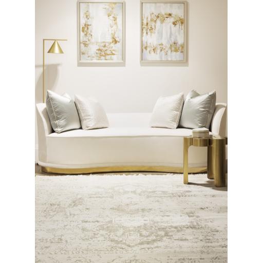 Classic Vintage Katherine Carnaby Rug Traditional Silky Viscose Flatweave Shiny Shimmer Soft Fringed White  Rug