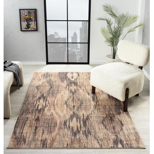 Alia 654A5 Modern Abstract Short Pile Rug in Anthracite Sand