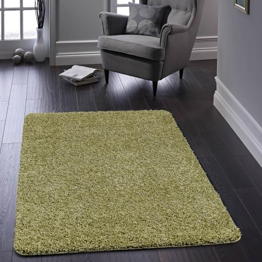 My Washable Shaggy Non-Slip Rug in Olive Green