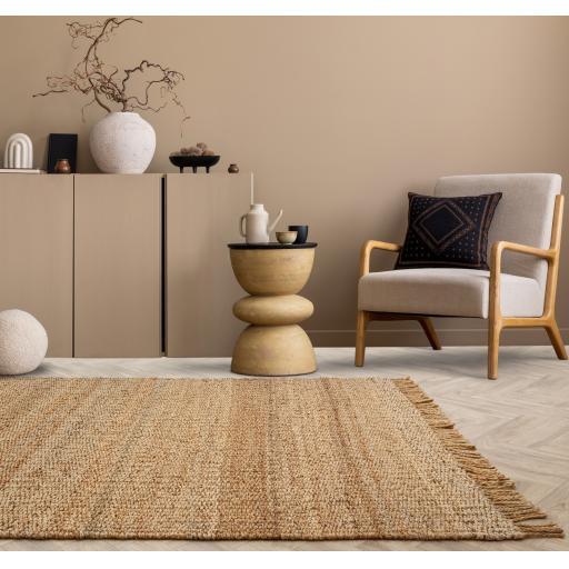 Grove Plain Flatweave Hand Woven Jute Rug in Natural Beige