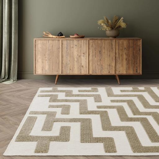 Washable Rug Freja Cove Short Pile Modern Abstract Maze Geometric Sand Natural Beige Rug