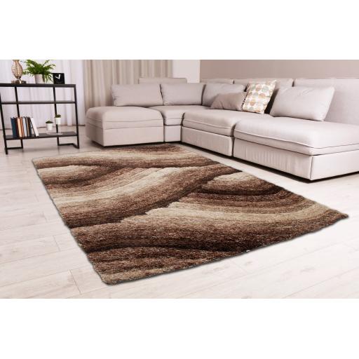 3D Shaggy Wave Rug Silky Soft Modern Living Room Rug in Large Size 160x230 cm (2'3"x7'7")