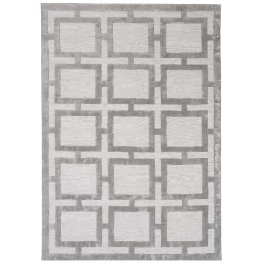 Eaton Katherine Carnaby Rug Modern Geometric Hand Woven Silky Viscose Metallic Sheen Super Soft Sand Beige Rug