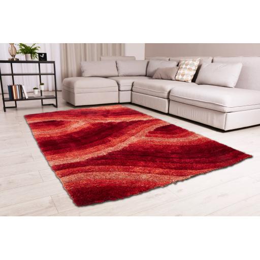 3D Shaggy Wave Rug Silky Soft Modern Living Room Rug in Large Size 160x230 cm (2'3"x7'7")
