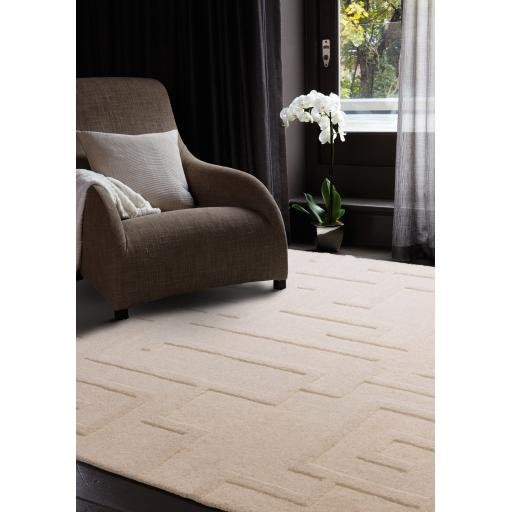 Maze Wool Rug Hand Tufted Modern Classic Rug  in Cream