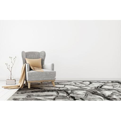 Blaze BLZ07 Silver Grey Rug Modern Bedroom Living Room Abstract Marble Design Rug