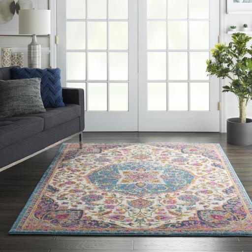 Passion Rug PSN22 Modern Traditional Medallion Persian Ivory Multi Coloured Rug by Nourison