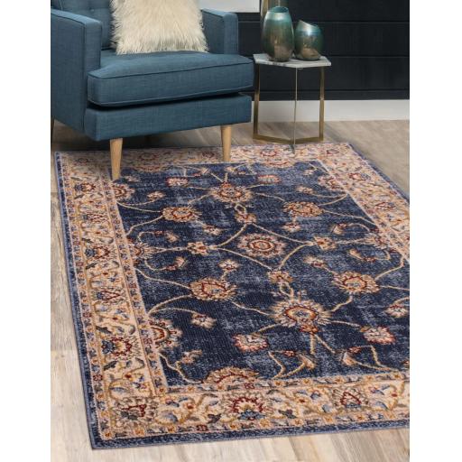 Traditional Orient 5929  Navy Blue Bordered Classic Rug
