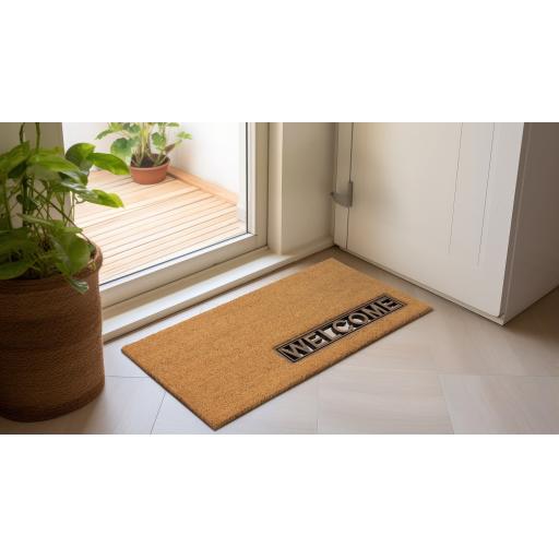 Welcome Doormat DO03 Coir Non-Slip Floor Mat in 45x75 cm