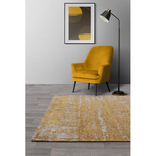 Beau Gold Yellow Modern Abstract Short Pile Rug