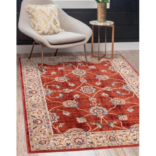 Traditional Orient 5929 Terracotta Bordered Classic Rug