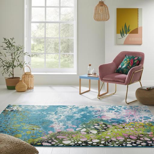 Art103 Blue Rug Modern Abstract Pictorial Pop Multicoloured Rug