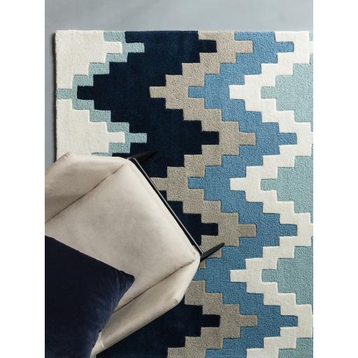 Matrix Cuzzo Wool Modern Hand Tufted Blue Rug