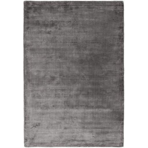 Bellagio Modern Plain Loop Striped Shiny Viscose Hand Woven Zinc Grey Rug in Medium 120x180 cm (4'x6')