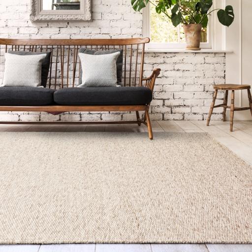 Zander Oyster Hand Woven Chunky Boucle Wool Plain Rug