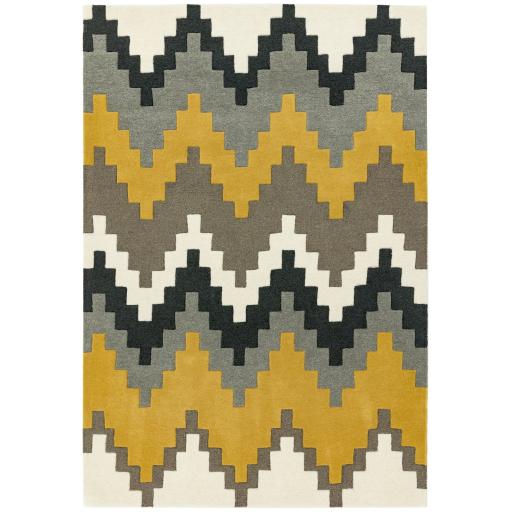 Matrix Cuzzo Wool Modern Hand Tufted Mustard Black Grey Rug