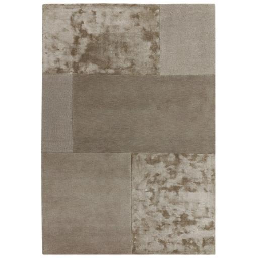 Tate Hand Carved Wool Viscose Plain Geometric Blocks Smoke Rug in Medium Size 120 x 170 cm