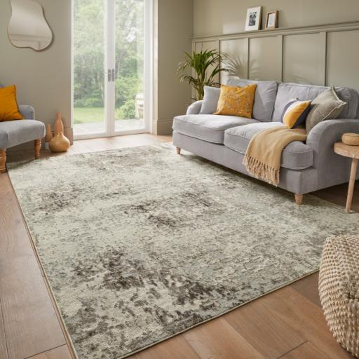 Rossa ROS03 Modern Abstract Rug in Ivory Grey