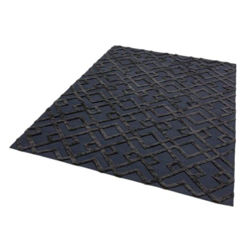 Dixon Viscose Wool Trellis Black Hand Woven Rug in Extra Large 200x290 cm (6'7"x9'6")