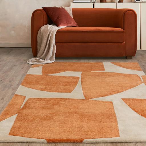 Romy 05 Orange Kite Hand Tufted Modern Retro Abstract Soft Rug